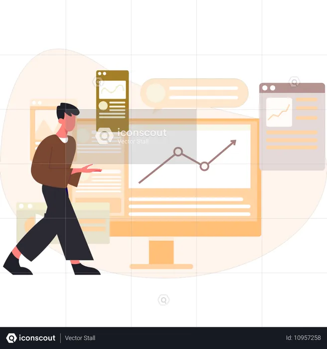 Man showing investment business income  data  Illustration