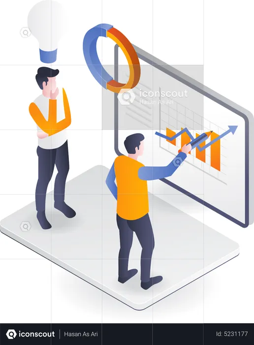 Man showing investment growth chart  Illustration