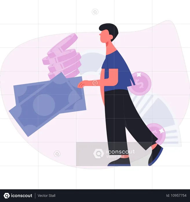 Man showing investment money  Illustration