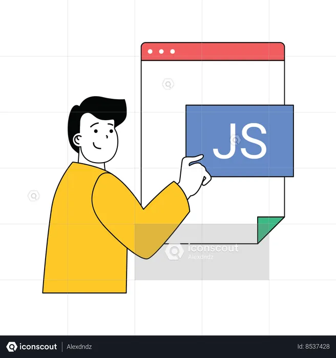 Man showing js webpage  Illustration