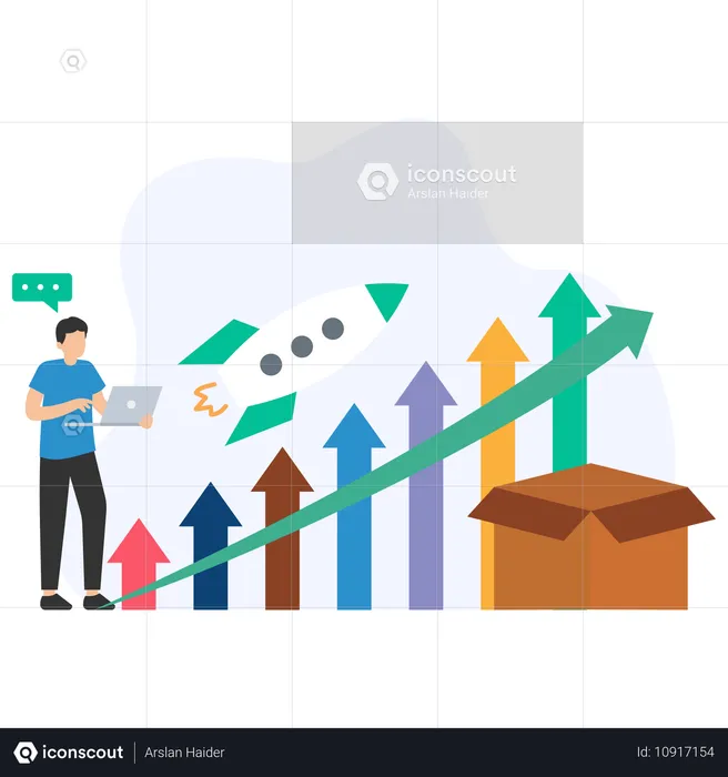 Man showing market growth  Illustration