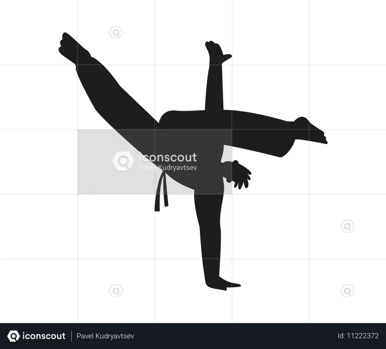 Man showing martial arts pose  Illustration