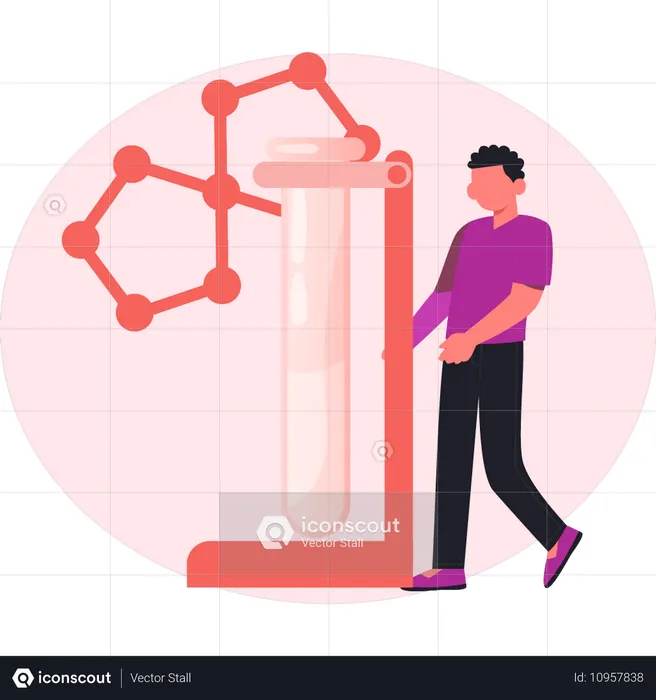 Man showing molecule atom  Illustration