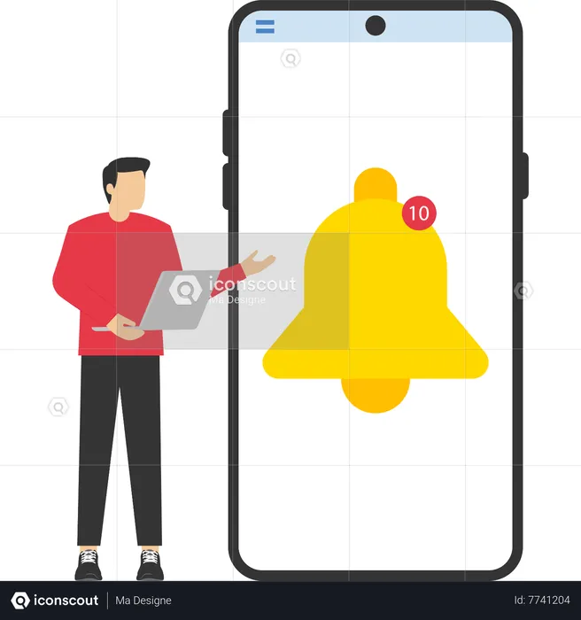 Man showing new email notification on phone  Illustration