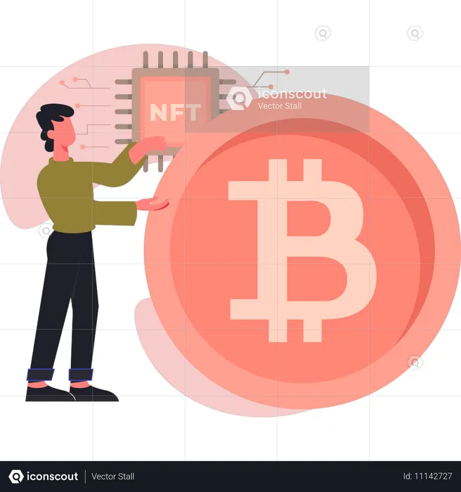 Man showing NFT networking  Illustration