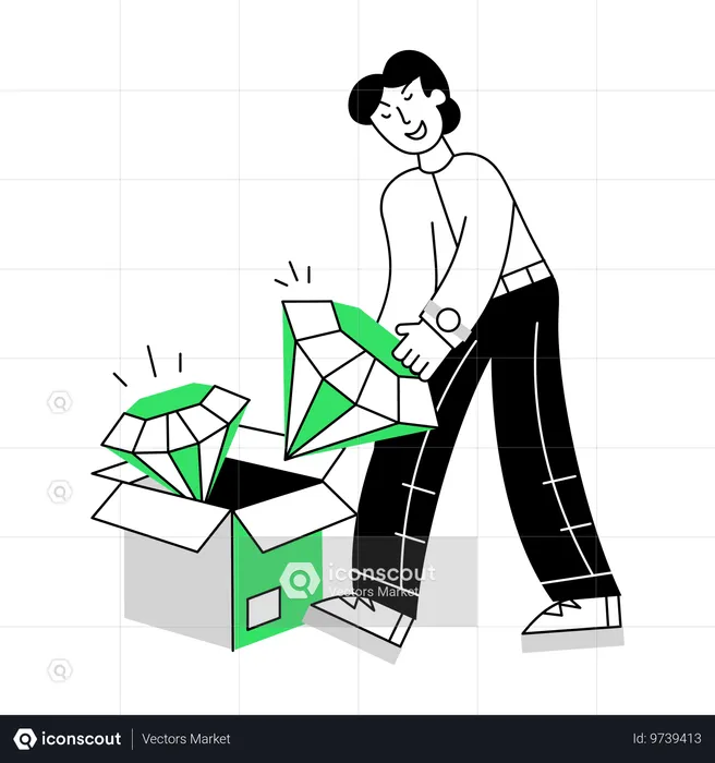 Man showing Premium Product  Illustration