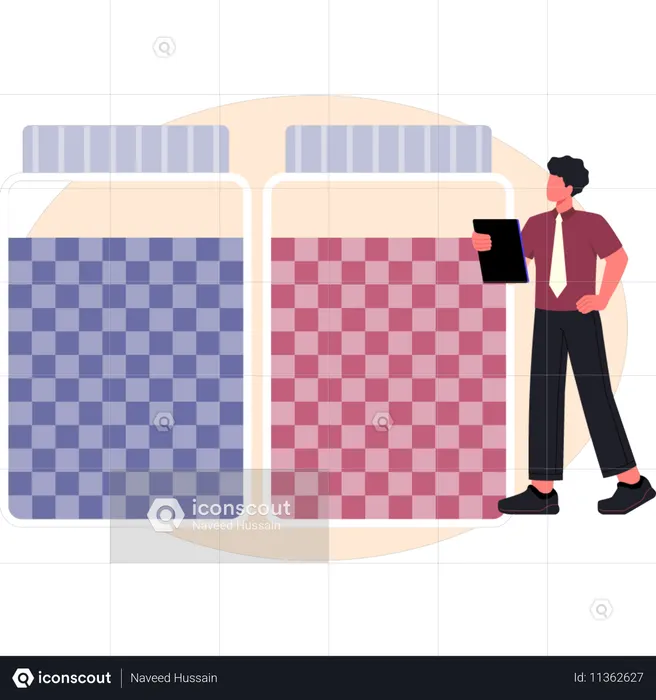 Man showing printing  jar  Illustration