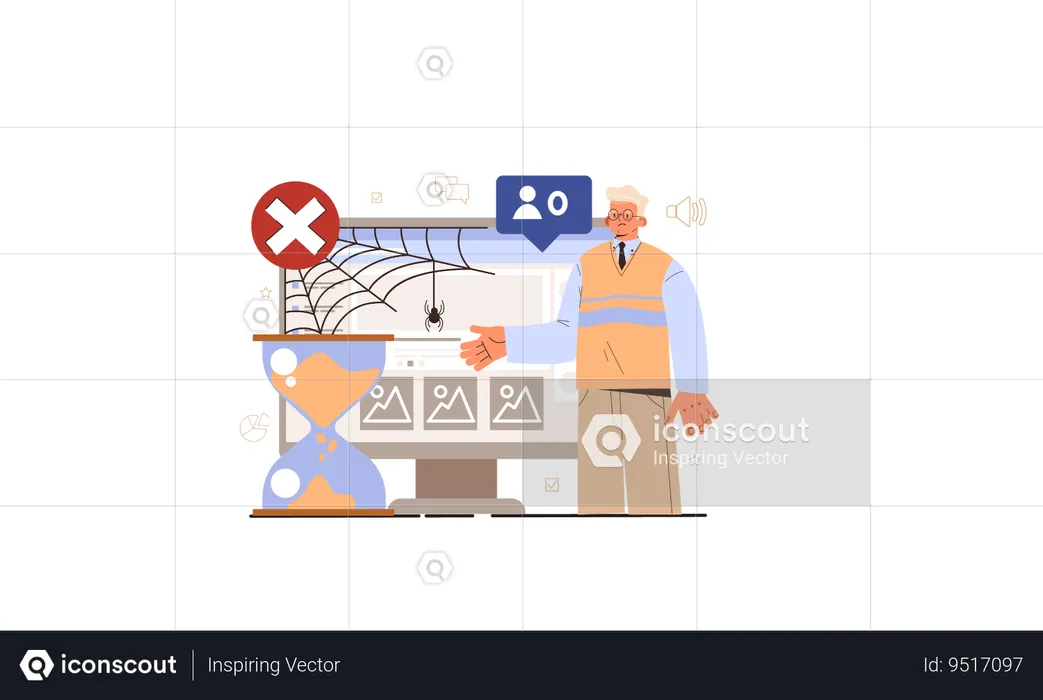 Man showing Rare content updating  Illustration