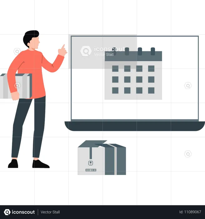 Man showing reminder calendar  Illustration