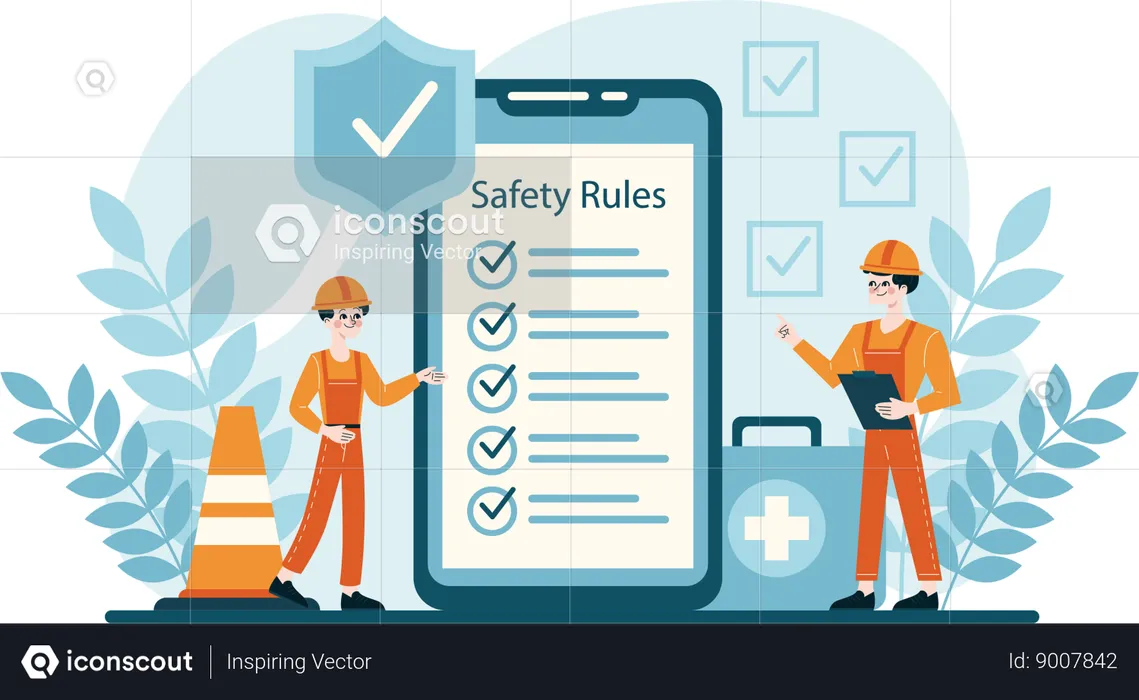 Man showing safety rules  Illustration