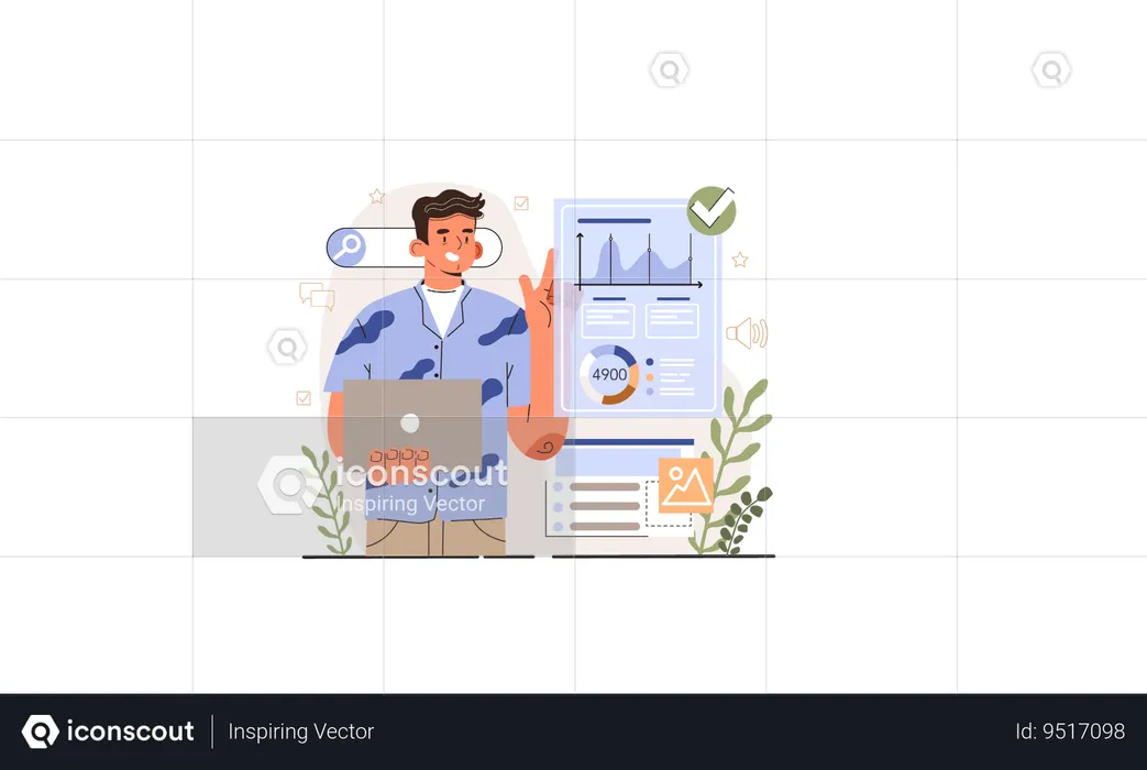 Man showing seo report  Illustration