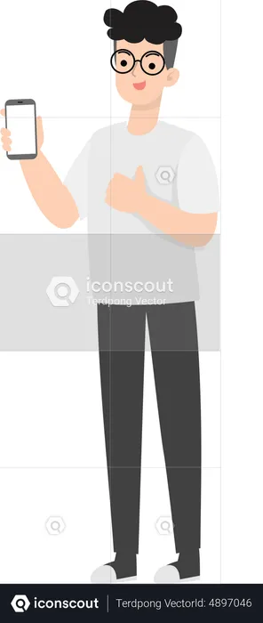 Man Showing Smartphone  Illustration