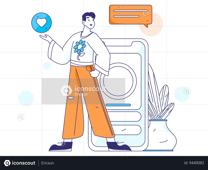 Man showing social media like  Illustration