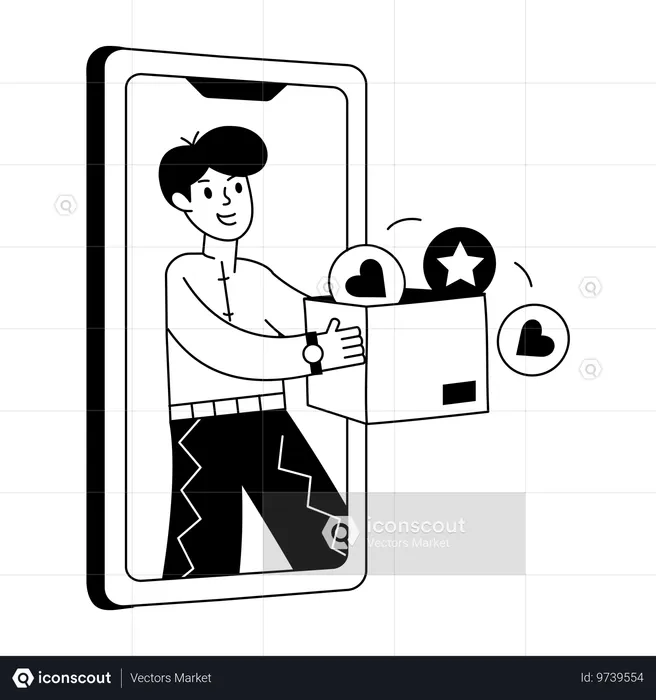 Man showing Social Reactions  Illustration