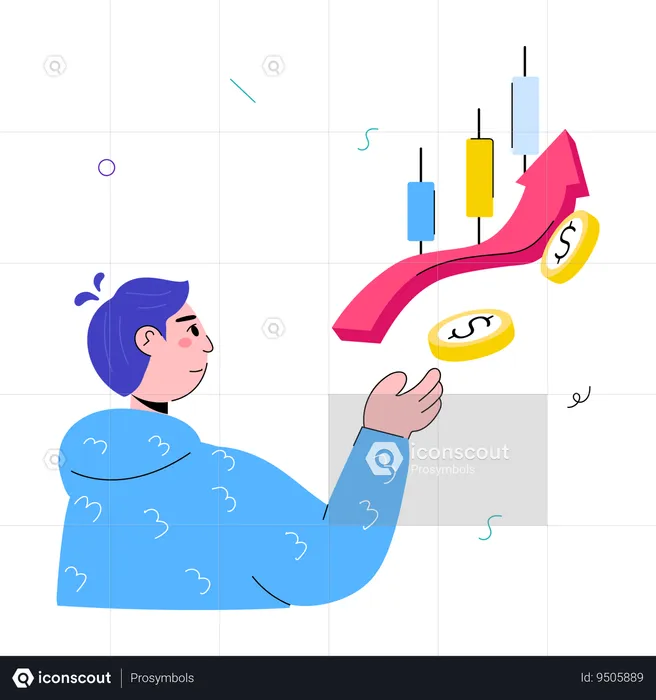 Man showing Stock Market  Illustration