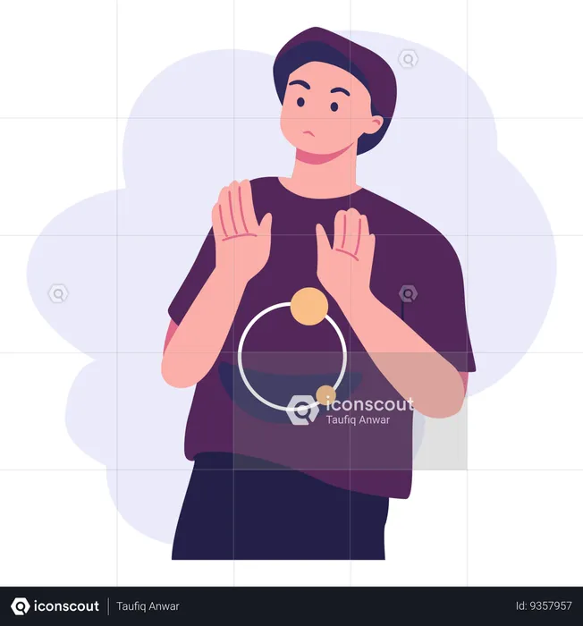 Man Showing Stop Hand Gesture  Illustration