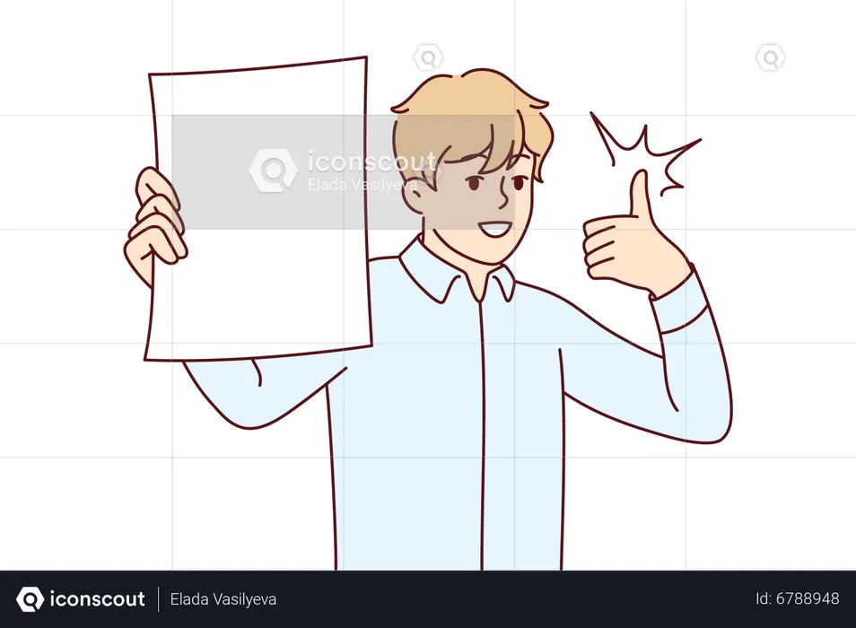 Man showing thumbs up and report  Illustration