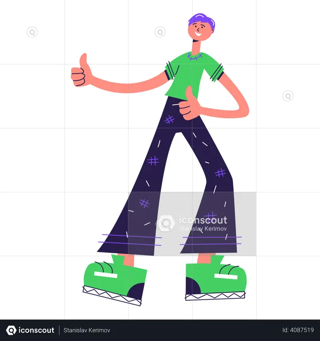 Man showing thumbs up sign  Illustration
