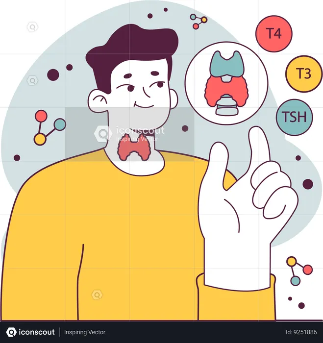 Man showing Thyroid gland  Illustration