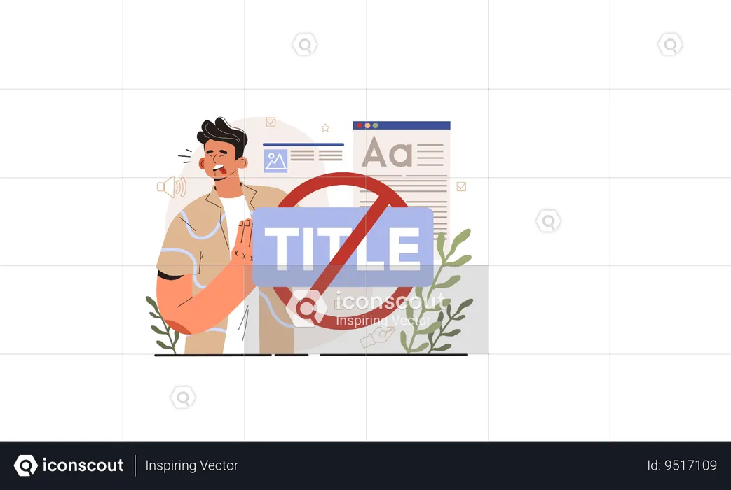 Man showing Title creation mistake  Illustration