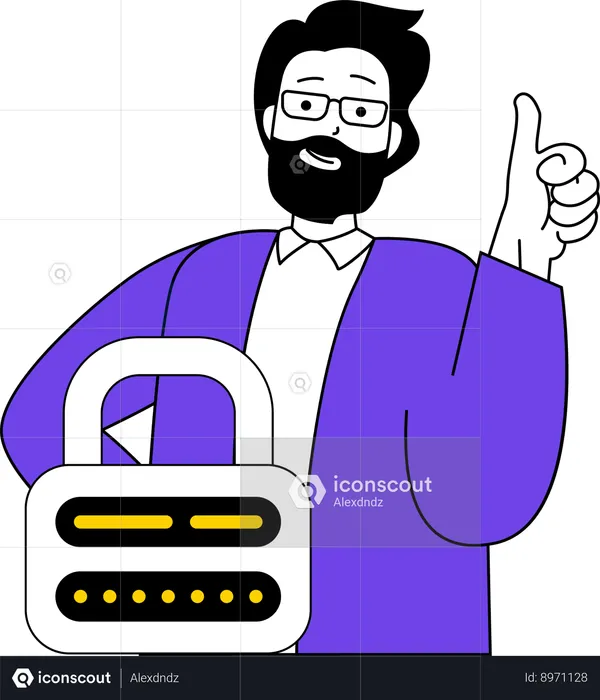 Man showing user authentication  Illustration