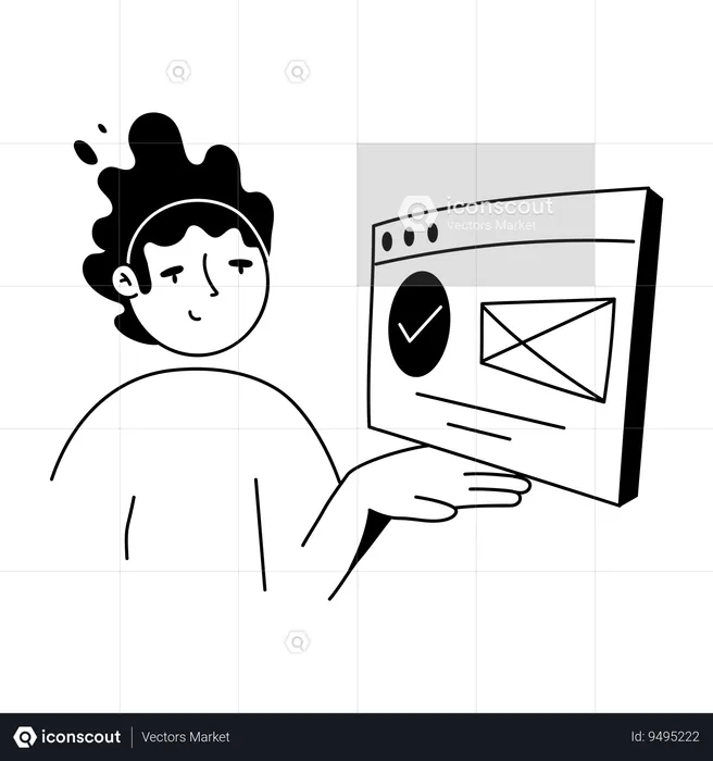 Man showing Verified Mail  Illustration