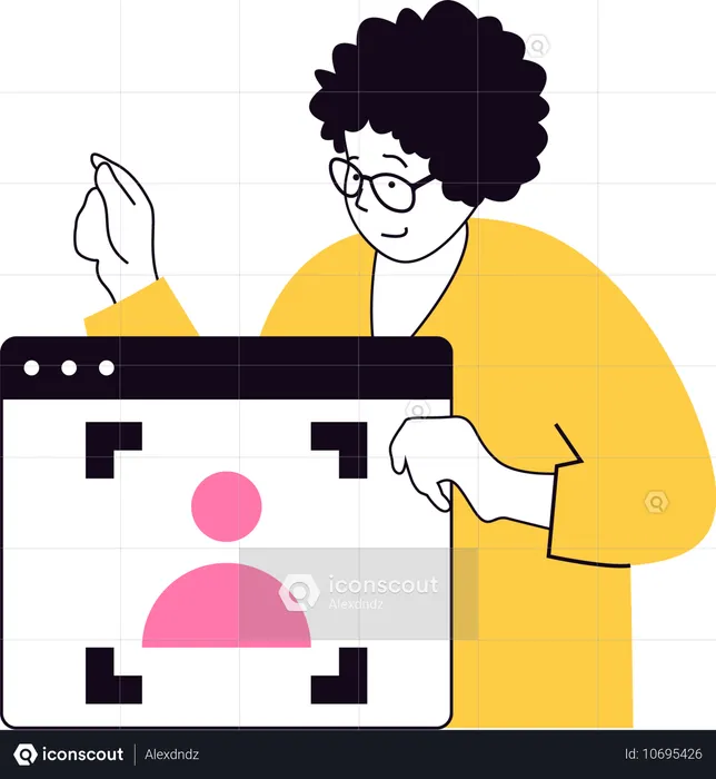 Man showing web profile scaning  Illustration