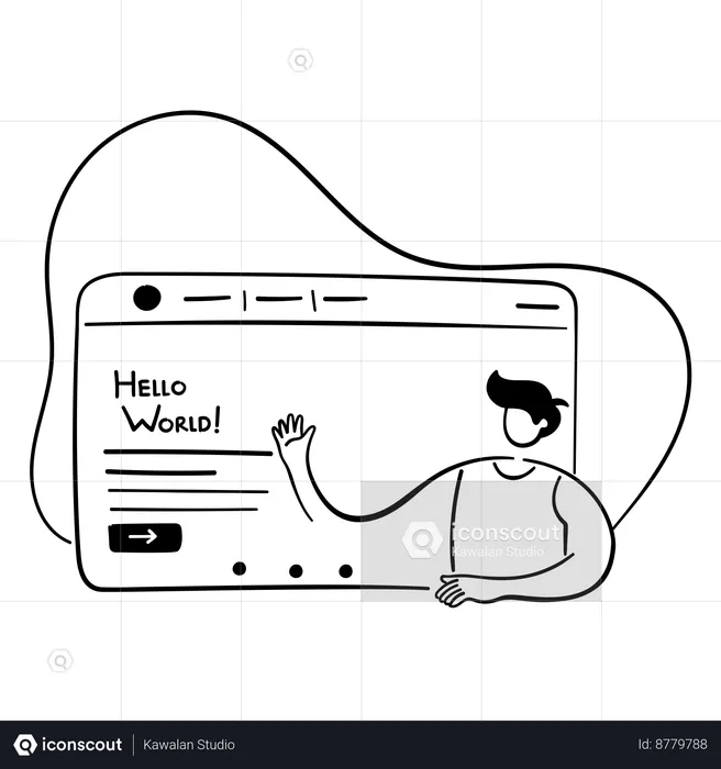 Man showing website homepage  Illustration