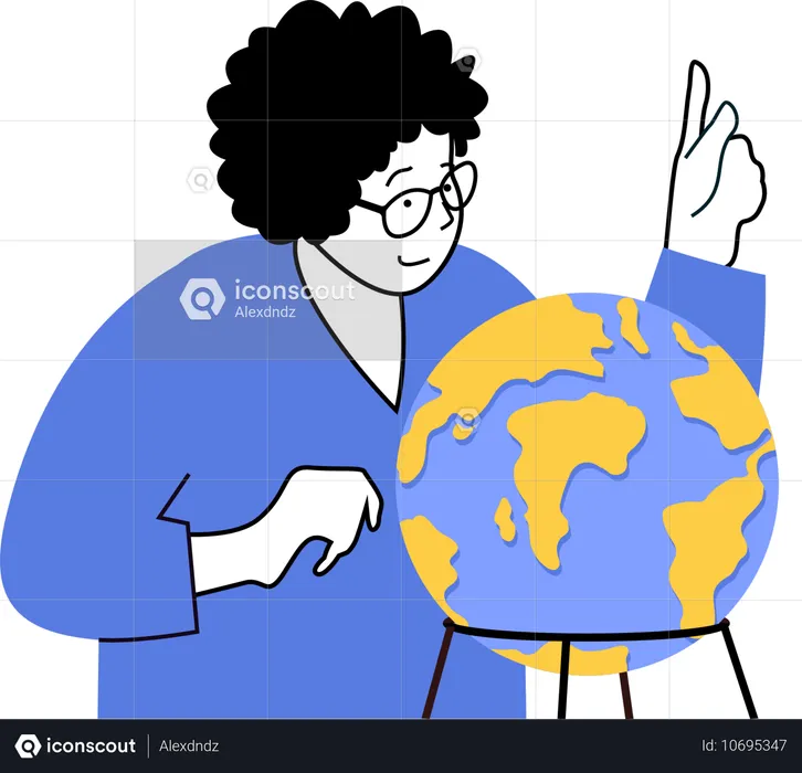 Man showing world map  Illustration