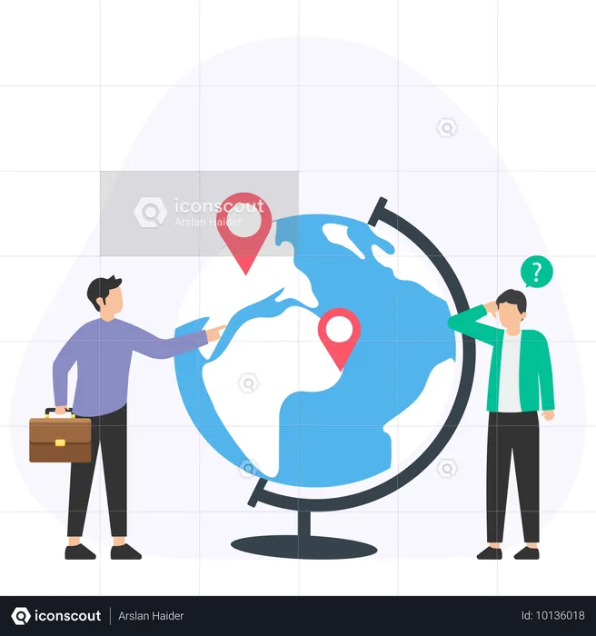 Man showing Worldwide Location  Illustration