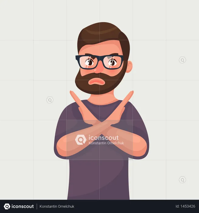 Man shows a gesture stop or no  Illustration