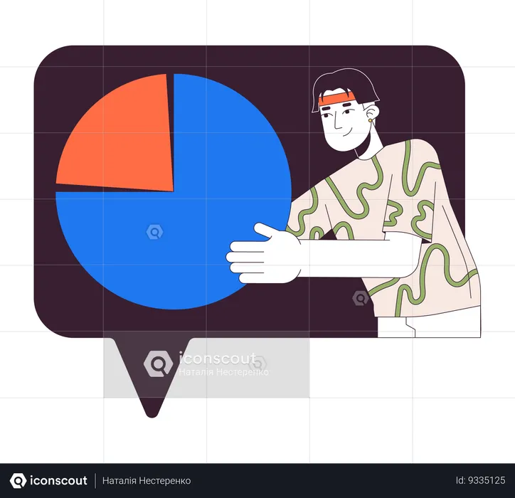 Man shows data analytics chart  Illustration