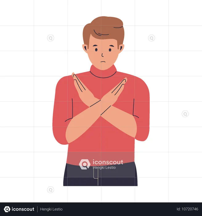 Man shows refusal gesture  Illustration