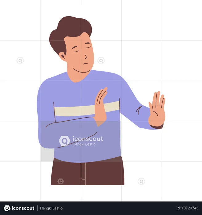 Man shows refusal gesture  Illustration