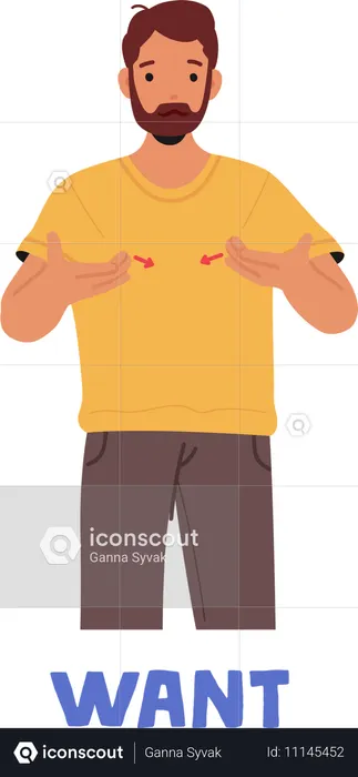 Man Sign Language Sign For Want  Illustration