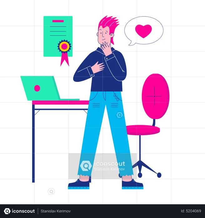 Man signed contract  Illustration