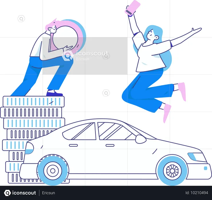 Man signing car contract  Illustration