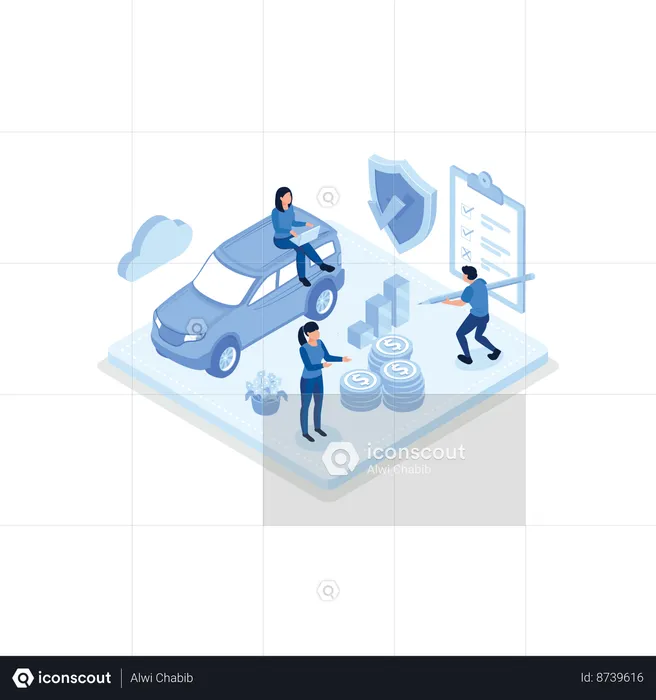 Man Signing Car Insurance Policy Form  Illustration