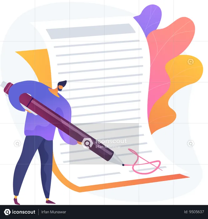 Man Signing Contract  Illustration