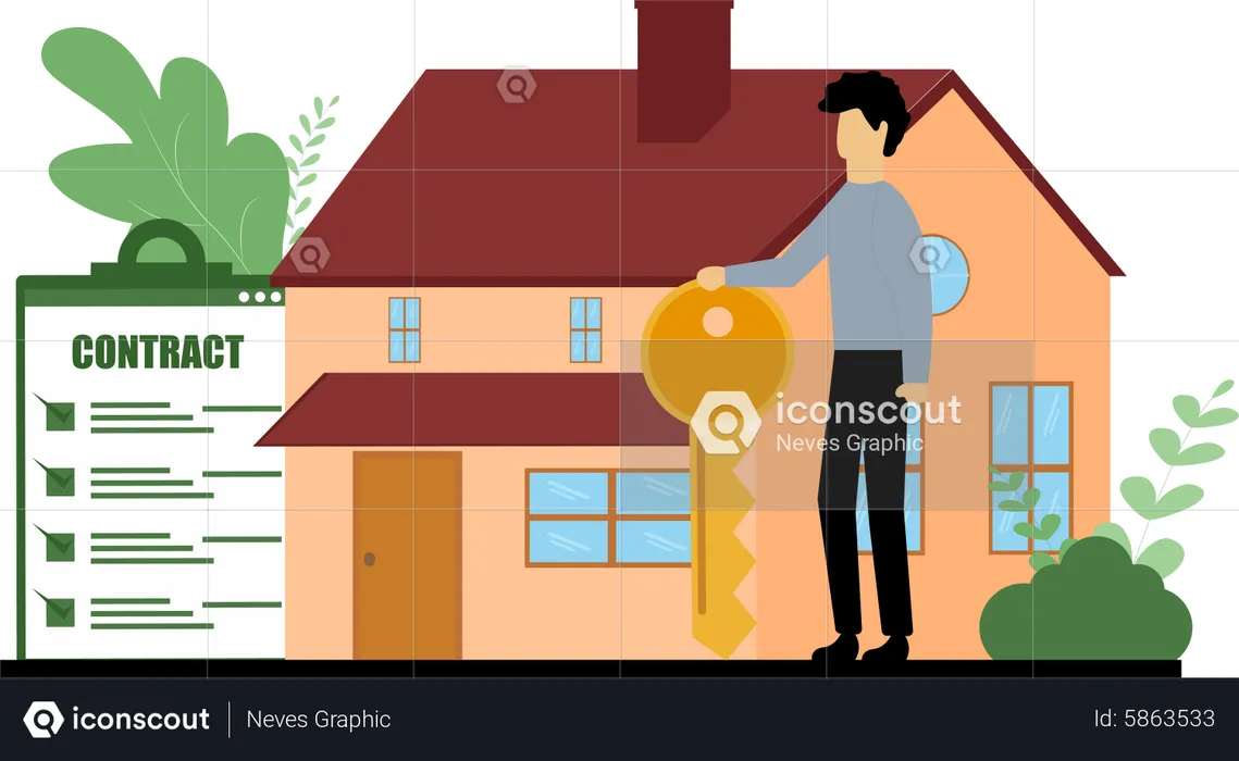 Man signing home contract  Illustration