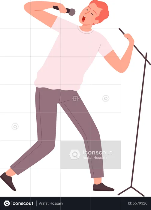 Man Sing Karaoke  Illustration
