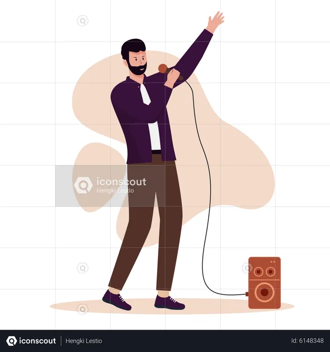 Man singing loudly  Illustration
