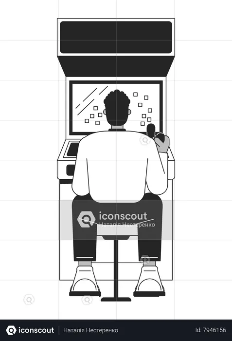 Man sitting and playing game  Illustration