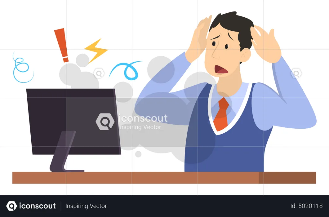 Man sitting at the desk and Argue in the internet  Illustration