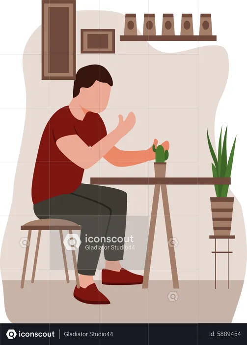 Man sitting in cafe  Illustration