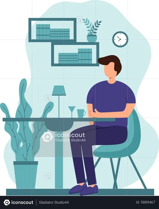 Man sitting in cafe  Illustration