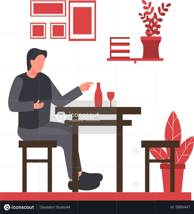 Man sitting in cafe  Illustration