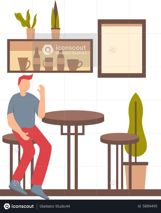 Man sitting in cafe  Illustration