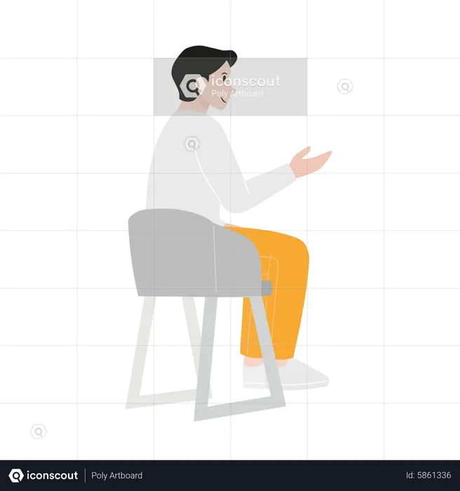 Man sitting on chair and talking  Illustration