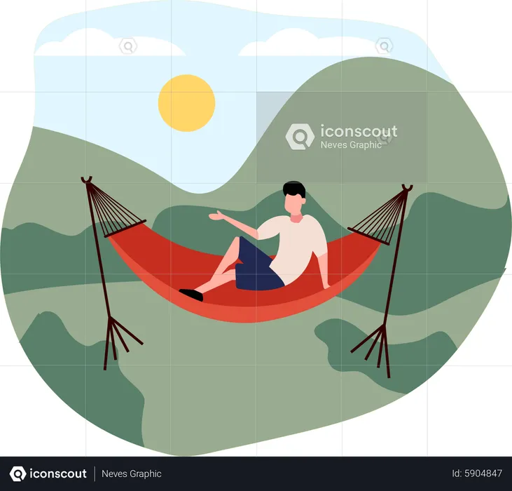 Man sitting on hammock  Illustration